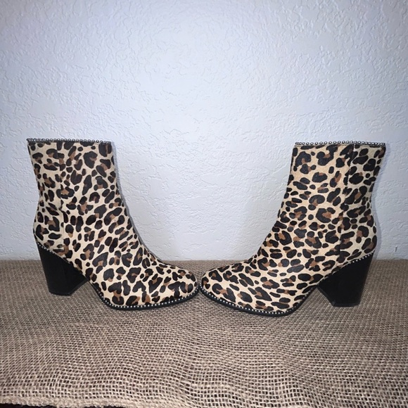 Coach Drea Brown and Black Ankle Booties with Leopard Print Size 6.5 - Picture 8 of 15